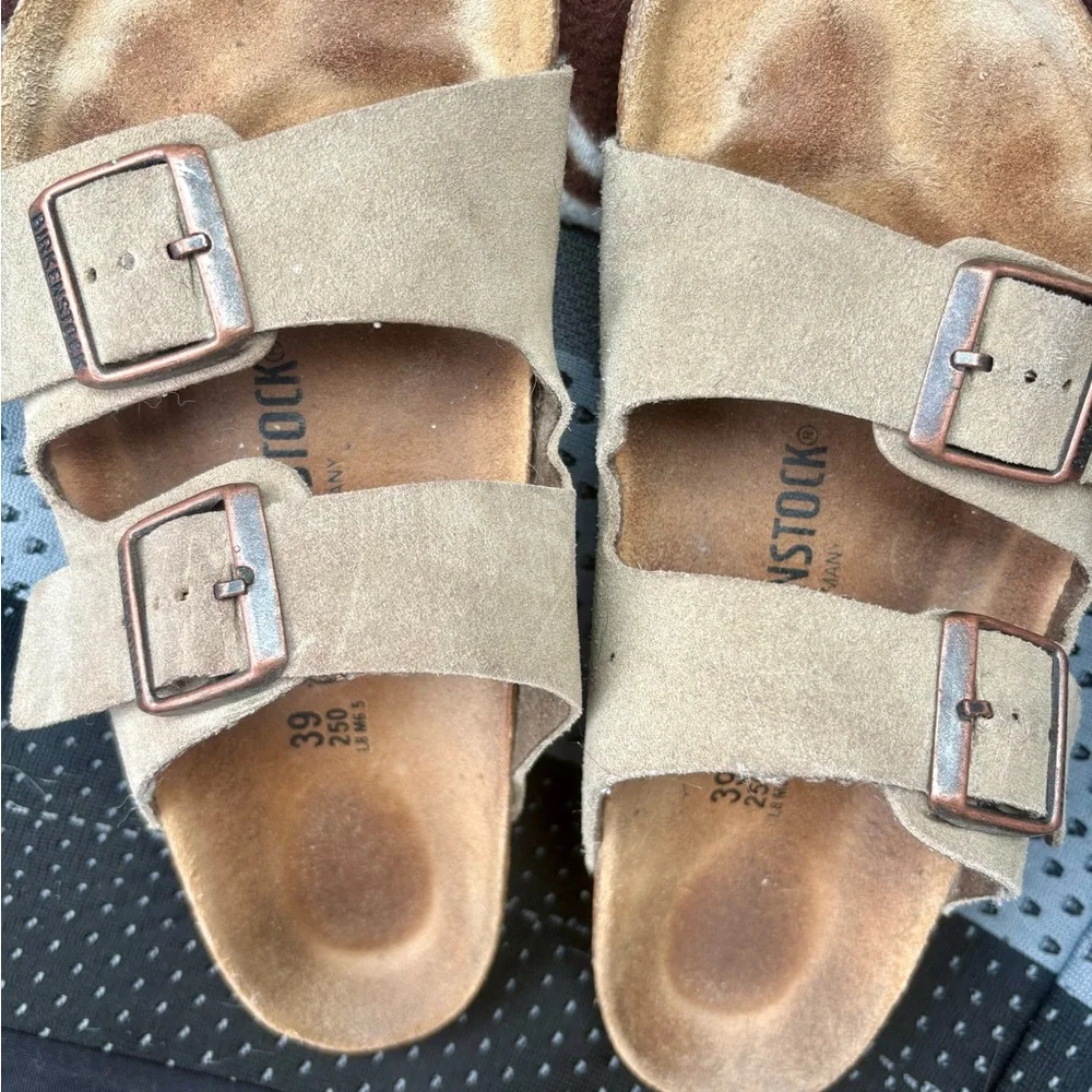 Birkenstock Taupe Suede Two-Strap Sandals - 39 - Picture 2 of 6